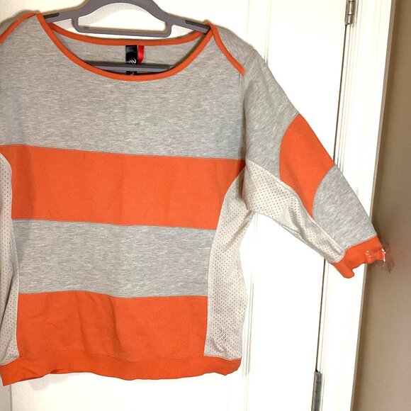 MPG Women's Thin Sweatshirt / Top 3/4 Sleeves Mesh Sides Color Block Size M - Picture 2 of 8